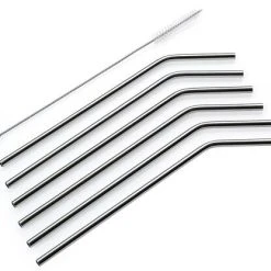 Cilio Trinkhalme Steel, 6er Set, Gebogen