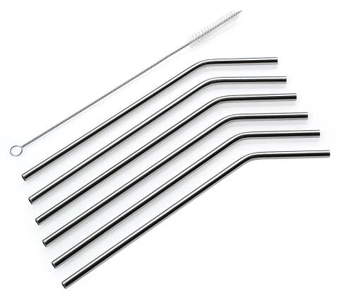 Cilio Trinkhalme Steel, 6er Set, Gebogen