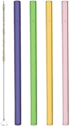 Leonardo Glastrinkhalme CIAO 4 Stück Sortiert 15 Cm Farbig + Reinigungsbürste