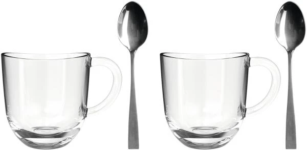 Leonardo 2 Latte Macchiato Tassen NAPOLI 280 Ml + 2 Löffel