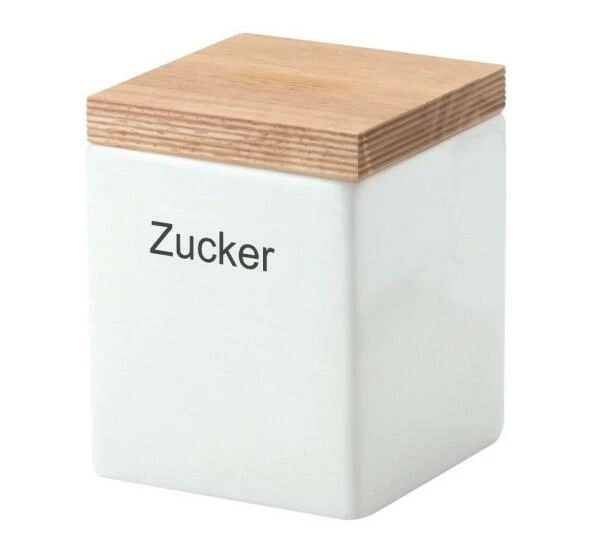 Continenta Vorratsdose Quadratisch Aus Keramik Mit Holzdeckel 10 Cm/ 10 Cm/ 12,5 Cm, 800 Ml