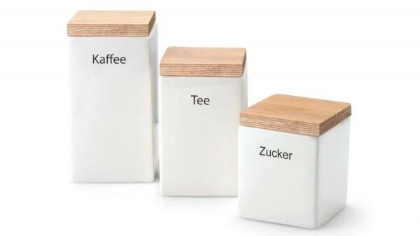 Continenta Vorratsdose Quadratisch Aus Keramik Mit Holzdeckel 10 Cm/ 10 Cm/ 12,5 Cm, 800 Ml – Bild 4